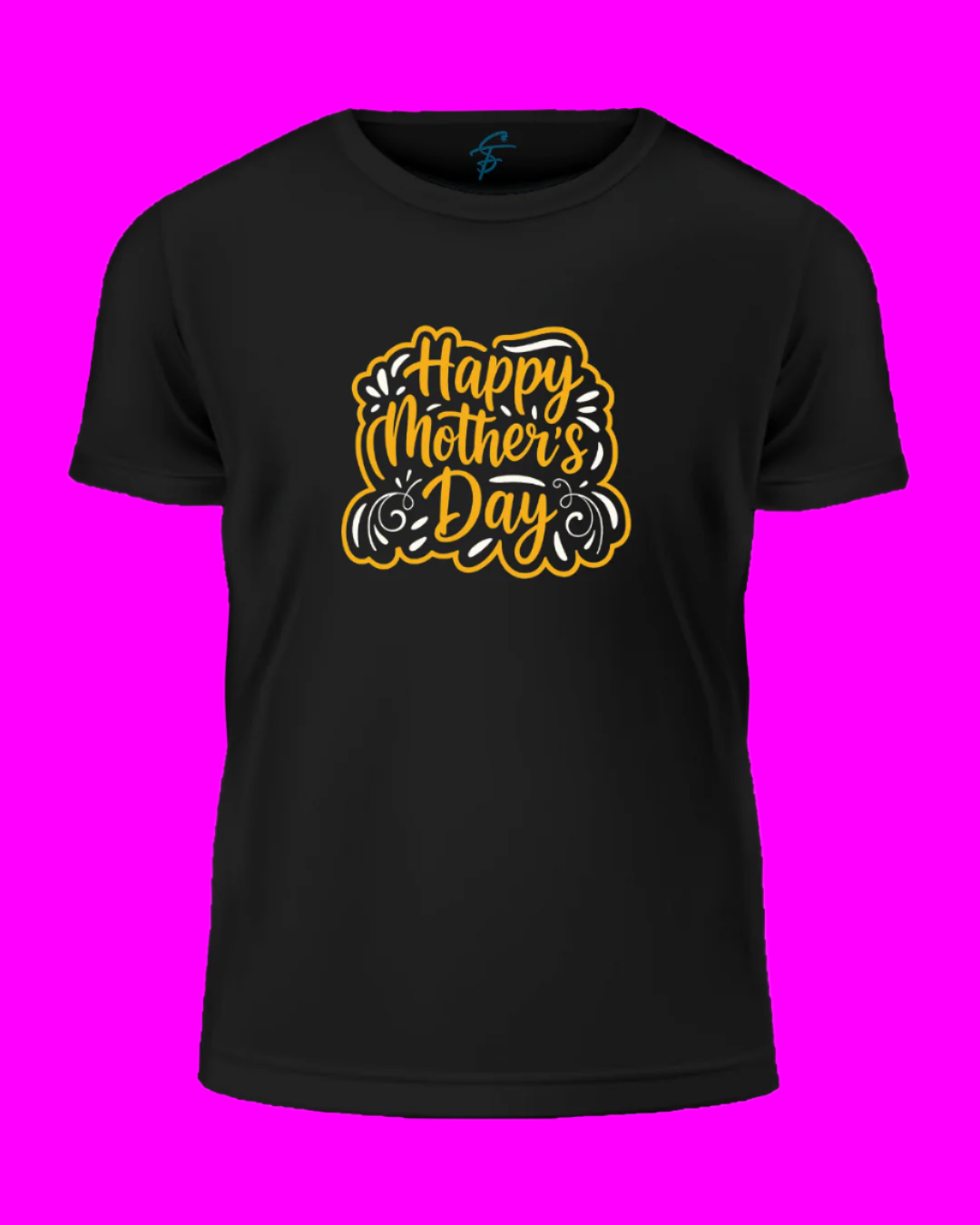Happy Mother's Day T-Shirt, Women's Short Sleeve, Black with Gold Design